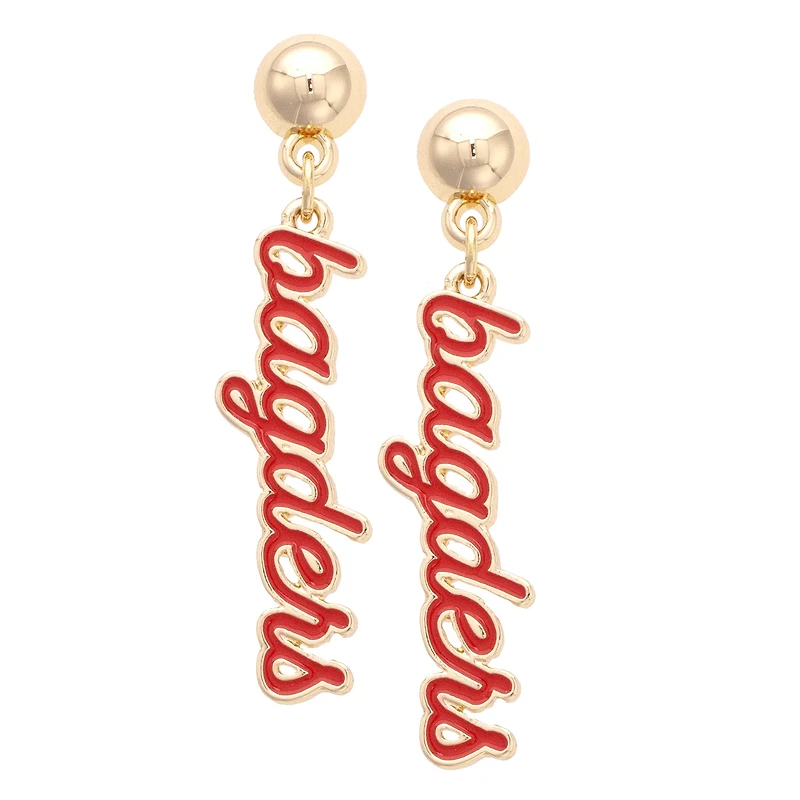 CANVAS Style Wisconsin Badgers 18k Gold-Plated Script Drop Earring