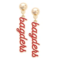 CANVAS Style Wisconsin Badgers 18k Gold-Plated Script Drop Earring