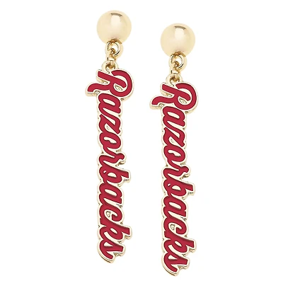 CANVAS Style Arkansas Razorbacks 18k Gold-Plated Script Drop Earring