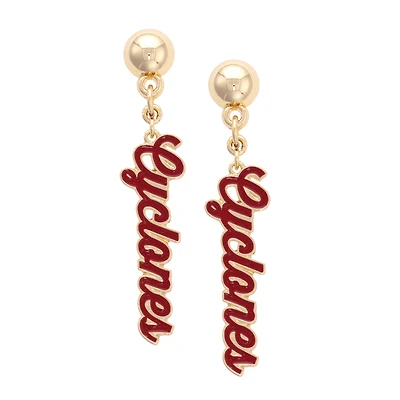 CANVAS Style Iowa State Cyclones 18k Gold-Plated Script Drop Earring