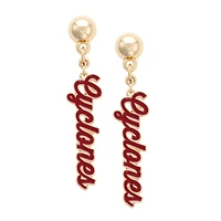 CANVAS Style Iowa State Cyclones 18k Gold-Plated Script Drop Earring