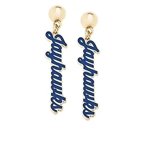 CANVAS Style Kansas Jayhawks 18k Gold-Plated Script Drop Earring