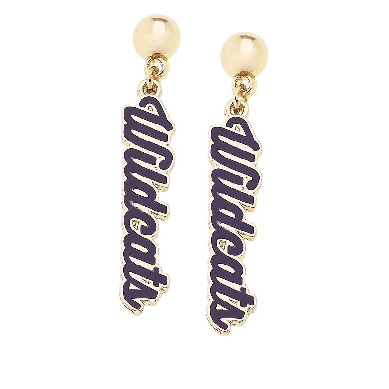 CANVAS Style Kansas State Wildcats 18k Gold-Plated Script Drop Earring