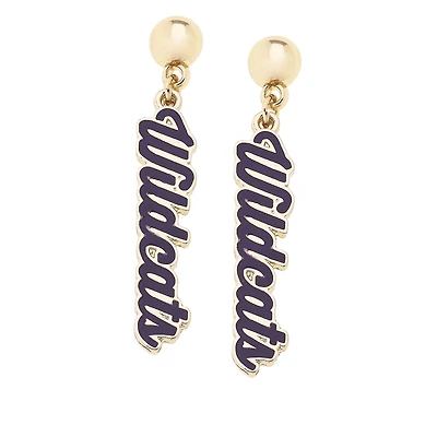 CANVAS Style Kansas State Wildcats 18k Gold-Plated Script Drop Earring
