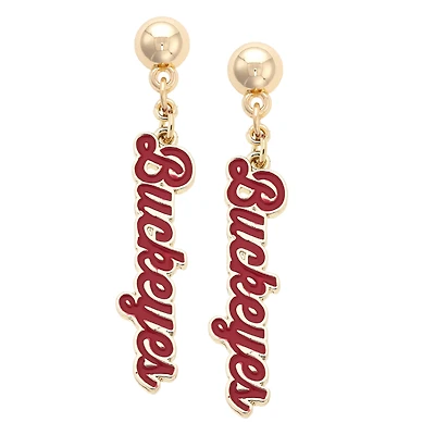 CANVAS Style Ohio State Buckeyes 18k Gold-Plated Script Drop Earring