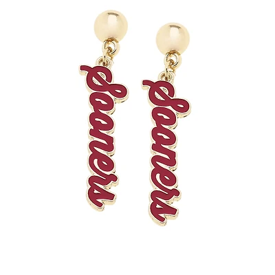 CANVAS Style Oklahoma Sooners 18k Gold-Plated Script Drop Earring