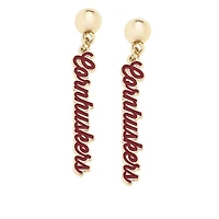 CANVAS Style Nebraska Huskers 18k Gold-Plated Script Drop Earring