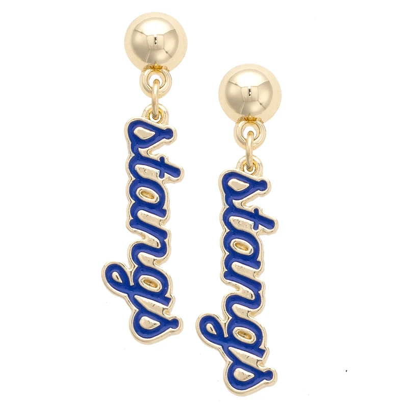CANVAS Style SMU Mustangs 18k Gold-Plated Script Drop Earring
