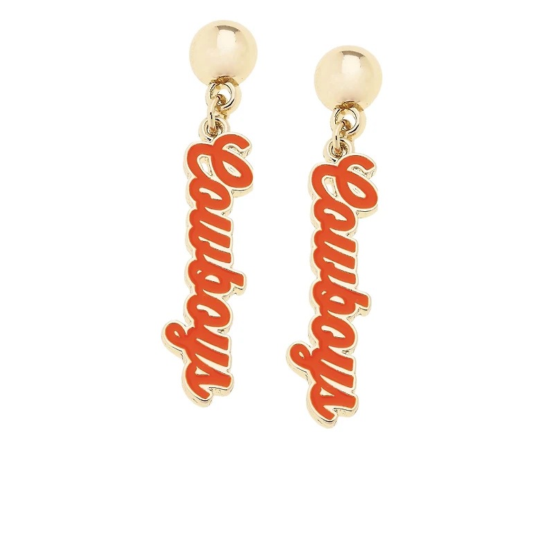 CANVAS Style Oklahoma State Cowboys 18k Gold-Plated Script Drop Earring