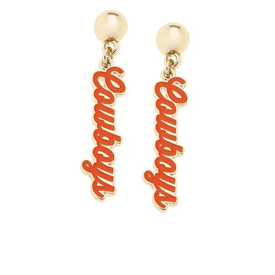 CANVAS Style Oklahoma State Cowboys 18k Gold-Plated Script Drop Earring