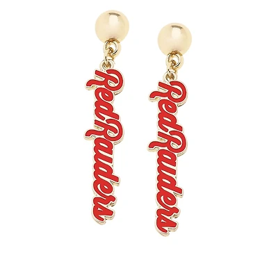CANVAS Style Texas Tech Red Raiders 18k Gold-Plated Script Drop Earring