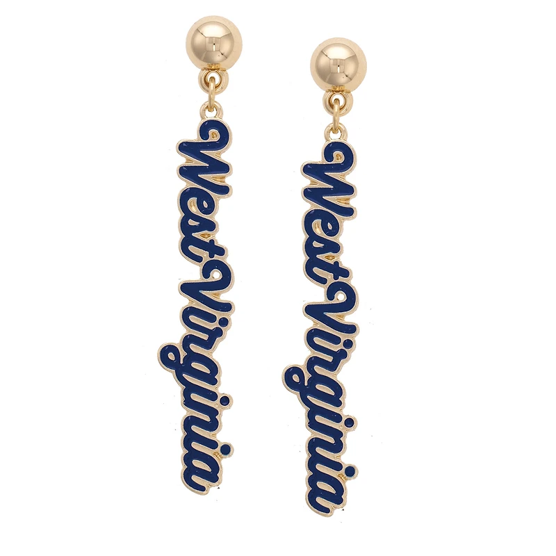 CANVAS Style West Virginia Mountaineers 18k Gold-Plated Script Drop Earring