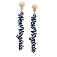 CANVAS Style West Virginia Mountaineers 18k Gold-Plated Script Drop Earring