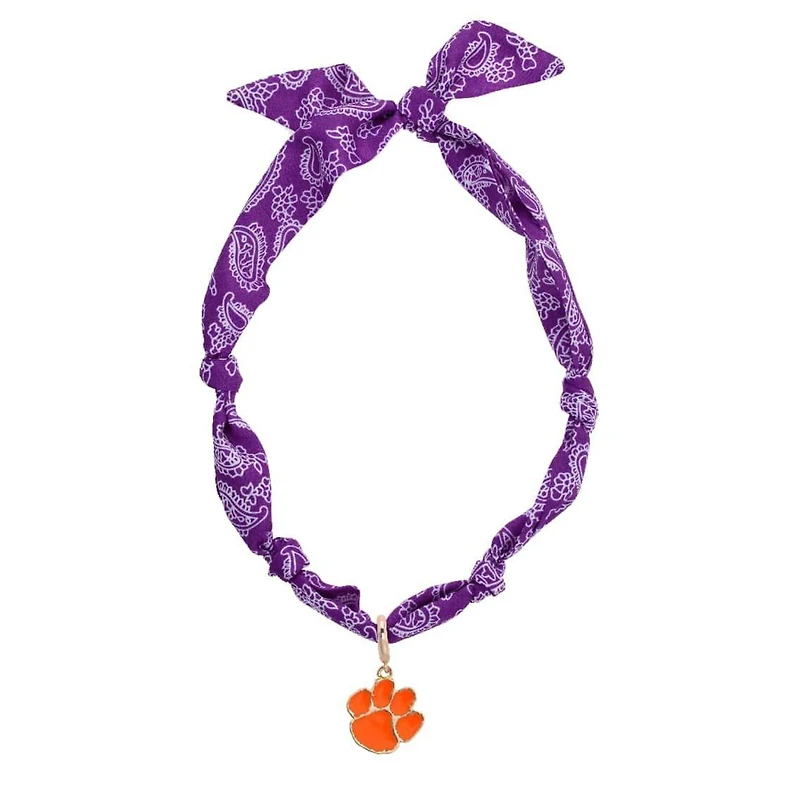 CANVAS Style Clemson Tigers Bandana Scarf Necklace with 18k Gold-Plated Pendant