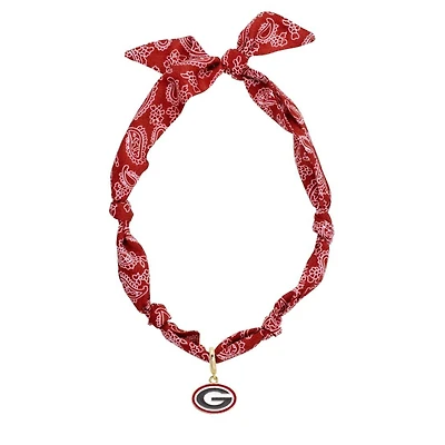 CANVAS Style Georgia Bulldogs Bandana Scarf Necklace with 18k Gold-Plated Pendant