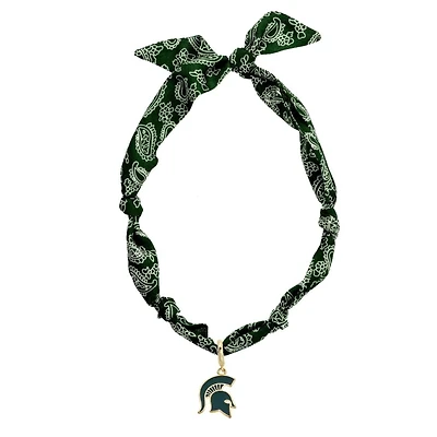 CANVAS Style Michigan State Spartans Bandana Scarf Necklace with 18k Gold-Plated Pendant