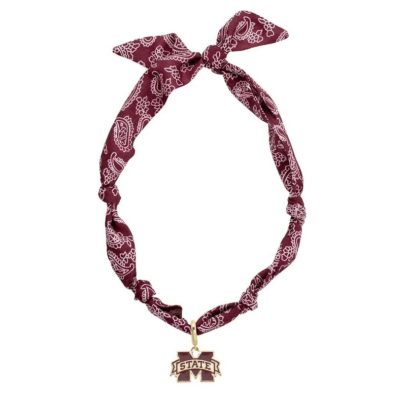 CANVAS Style Mississippi State Bulldogs Bandana Scarf Necklace with 18k Gold-Plated Pendant