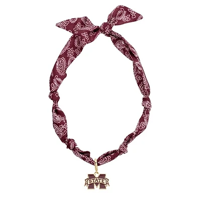 CANVAS Style Mississippi State Bulldogs Bandana Scarf Necklace with 18k Gold-Plated Pendant