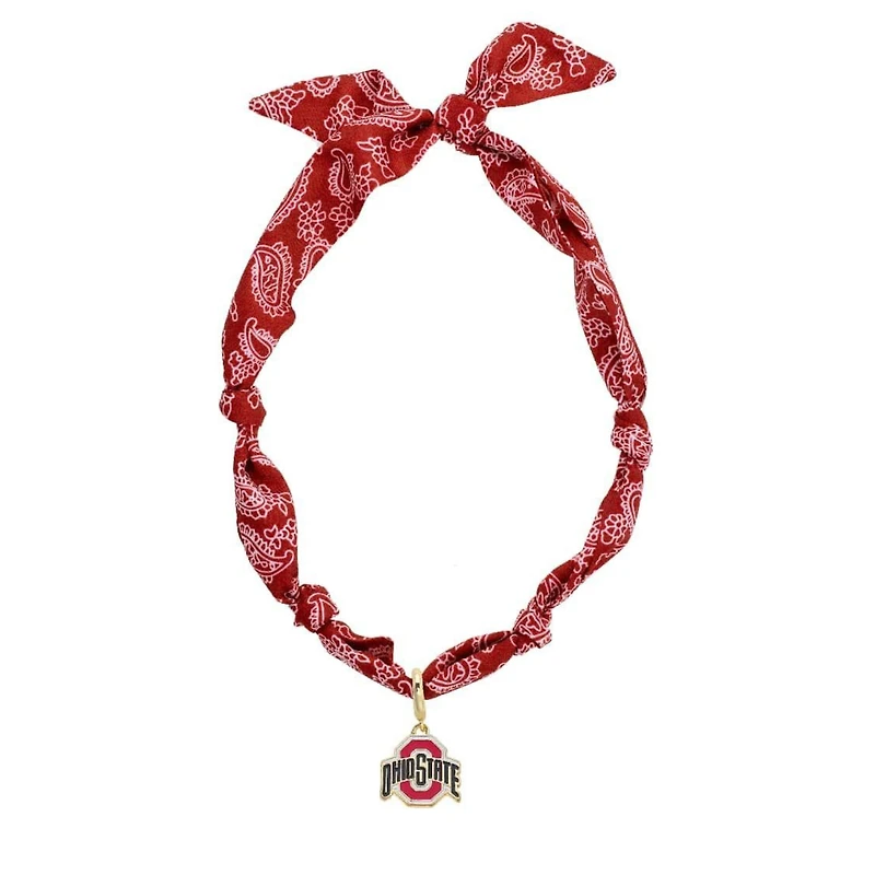 CANVAS Style Ohio State Buckeyes Bandana Scarf Necklace with 18k Gold-Plated Pendant