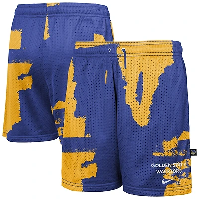 Youth Nike Royal/Gold Golden State Warriors Courtside Pro Shot Dri-FIT Mesh Practice Shorts
