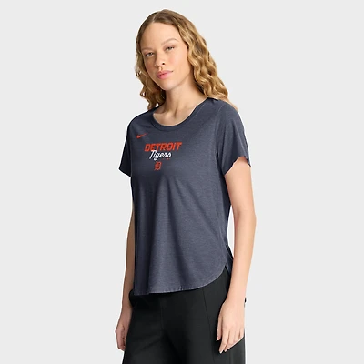 Women's Nike Heather Navy Detroit Tigers Arched Tri-Blend T-Shirt