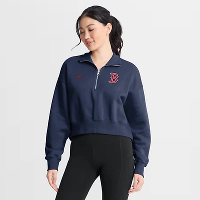 Women's Nike Navy Boston Red Sox Primetime Phoenix Fleece Half-Zip Sweatshirt