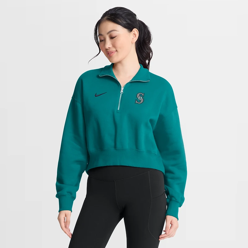 Women's Nike Teal Seattle Mariners Primetime Phoenix Fleece Half-Zip Sweatshirt
