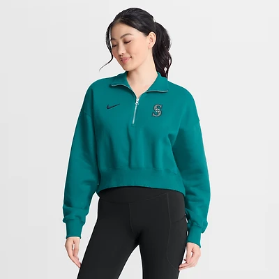 Women's Nike Teal Seattle Mariners Primetime Phoenix Fleece Half-Zip Sweatshirt