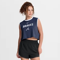 Women's Nike Navy Atlanta Braves Primetime Loose Dri-FIT Cropped Tank Top