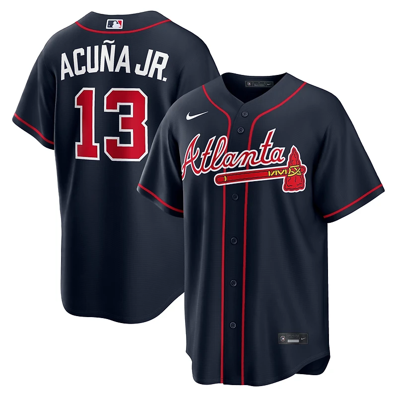 Men's Nike Ronald Acuña Jr. Navy Atlanta Braves Alternate Replica Jersey