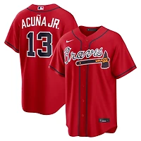 Men's Nike Ronald Acuña Jr. Red Atlanta Braves Alternate 2 Replica Jersey