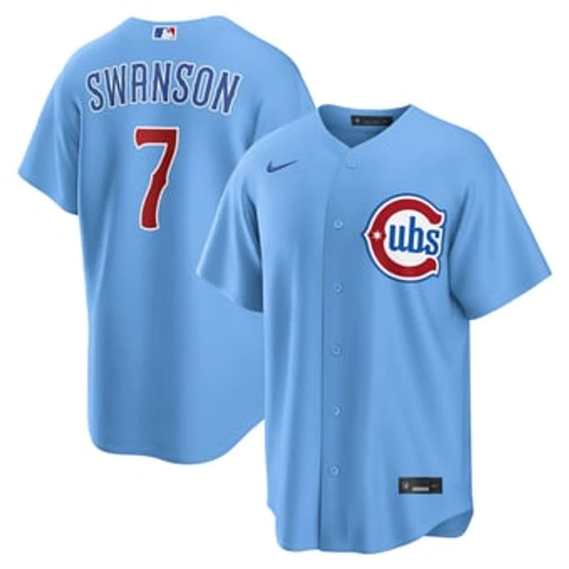 Men's Nike Dansby Swanson Light Blue Chicago Cubs Alternate Replica Jersey