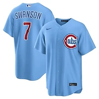 Men's Nike Dansby Swanson Light Blue Chicago Cubs Alternate Replica Jersey