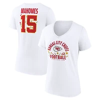 Women's Patrick Mahomes White Kansas City Chiefs Floral Name & Number V-Neck T-Shirt