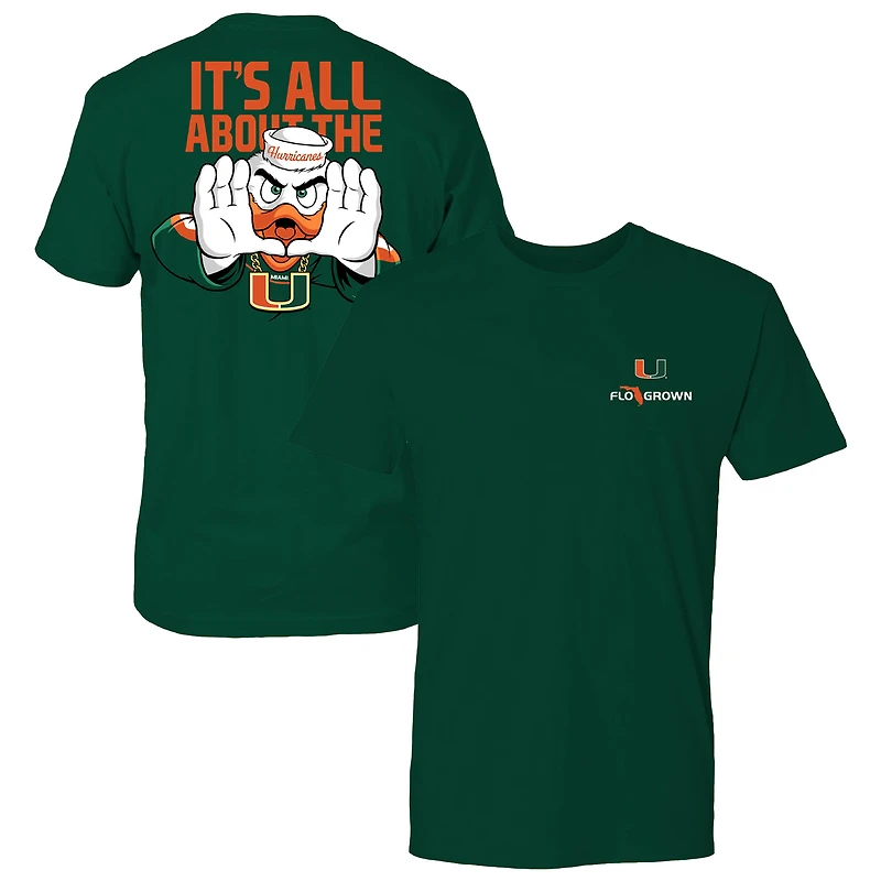 Men's FloGrown Green Miami Hurricanes Rally Mascot T-Shirt