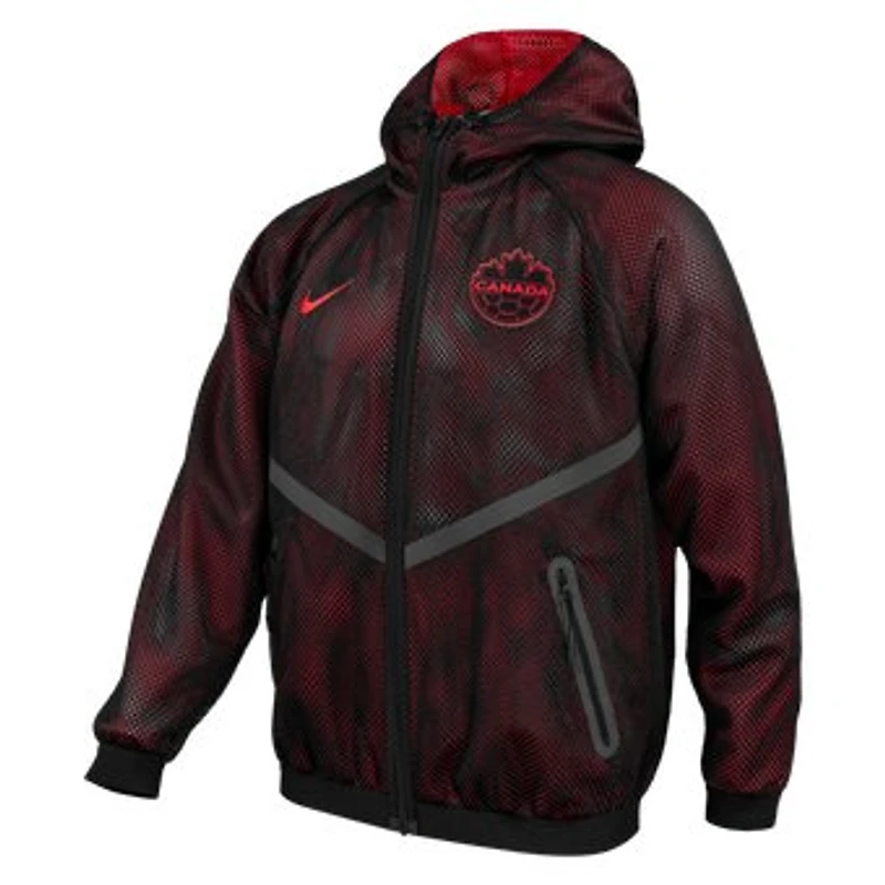 Men's Nike Black Canada Soccer 2026 Anthem Mesh Dri-FIT Full-Zip Hooded Jacket