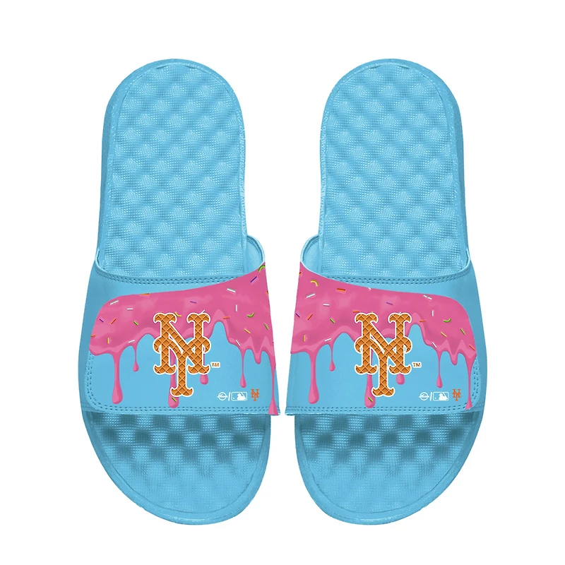 Unisex ISlide Blue New York Mets Ice Cream Drip Slide Sandals