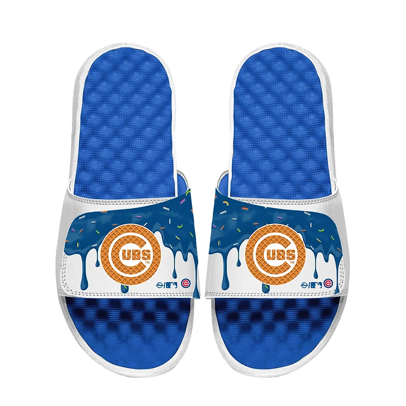 Unisex ISlide Royal/White Chicago Cubs Ice Cream Drip Slide Sandals