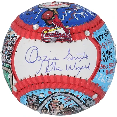 Ozzie Smith St. Louis Cardinals Autographed Baseball with "The Wizard" Inscription - Art by Charles Fazzino - HH98507494
