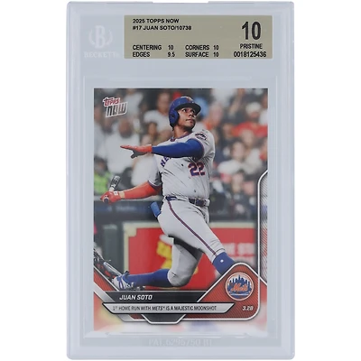 Juan Soto New York Mets 2025 Topps Now 1st Home Run with Mets Is A Majestic Moonshot #17 BGS Authenticated 10 Card - 10,10,9.5,10 Subgrades