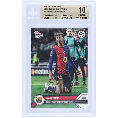 Lamine Yamal Barcelona 2024-25 Topps Now Barca's Superstar Shines Bright Again #92 BGS Authenticated 10 Card - 10,10,10,9.5 Subgrades