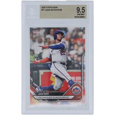 Juan Soto New York Mets 2025 Topps Now 1st Home Run with Mets Is A Majestic Moonshot #17 BGS Authenticated 9.5 Card