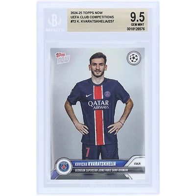 Khvicha Kvaratskhelia Paris Saint-Germain 2024-25 Topps Now Georgian Superstar Joins PSG #72 BGS Authenticated 9.5 Card
