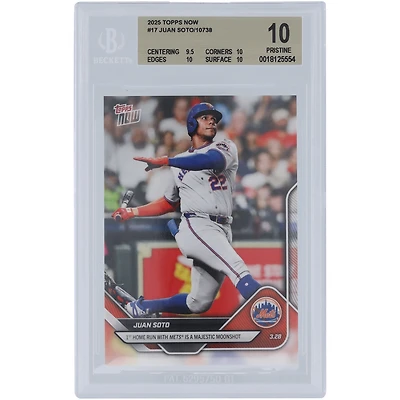 Juan Soto New York Mets 2025 Topps Now 1st Home Run with Mets Is A Majestic Moonshot #17 BGS Authenticated 10 Card - 9.5,10,10,10 Subgrades