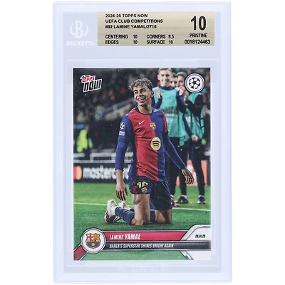 Lamine Yamal Barcelona 2024-25 Topps Now Barca's Superstar Shines Bright Again #92 BGS Authenticated 10 Card - 10,9.5,10,10 Subgrades