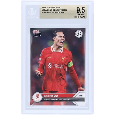 Virgil van Dijk Liverpool 2024-25 Topps Now 50th UEFA Champions League Appearance #75 BGS Authenticated 9.5 Card