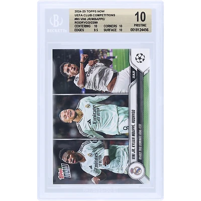 Vinicius Junior, Rodrygo & Kylian Mbappé Real Madrid 2024-25 Topps Now Deadly Trio Dominate Goal-Fest #83 BGS Authenticated 10 Card - 10,10,9.5,10 Subgrades