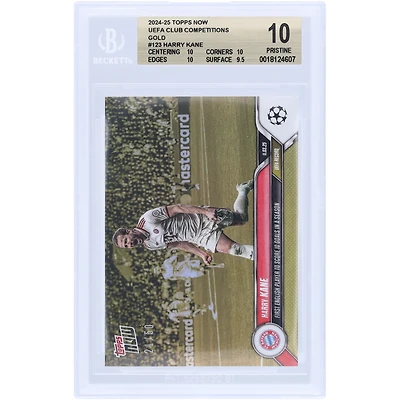 Harry Kane Bayern Munich 2024-25 Topps Now First English Player To Score 10 Goals In A Season Gold #123 #/50 BGS Authenticated 10 Card - 10,10,10,9.5 Subgrades