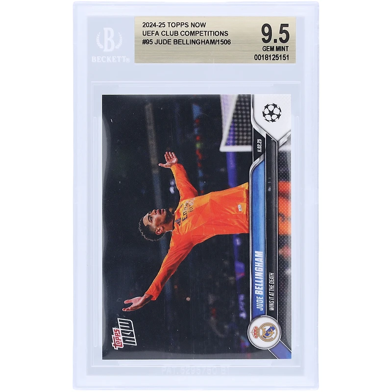 Jude Bellingham Real Madrid 2024-25 Topps Now Wins It At The Death #95 BGS Authenticated 9.5 Card