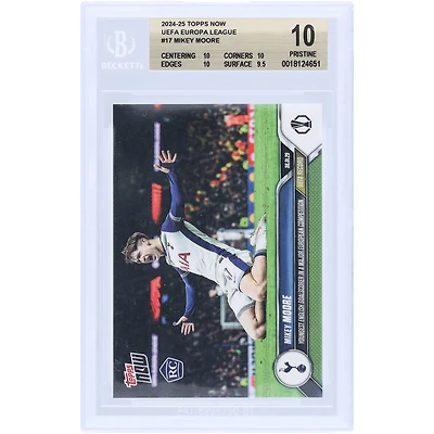 Mikey Moore Tottenham Hotspur 2024-25 Topps Now Youngest English Goalscorer In A Major European Competition #17 BGS Authenticated 10 Rookie Card - 10,10,10,9.5 Subgrades